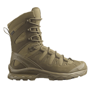 Bota táctica Salomon Quest 4D Forces 2 High GTX Coyote vista lateral, caña alta e impermeable GORE-TEX  