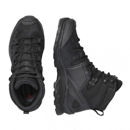 Salomon Quest 4D GTX Forces 2 Black vista superior y lateral, calce anatómico y diseño táctico no reflectante