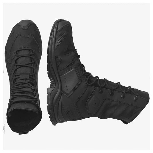 Salomon XA Forces Jungle Black en vista superior y lateral, cordones y diseño táctico de secado rápido